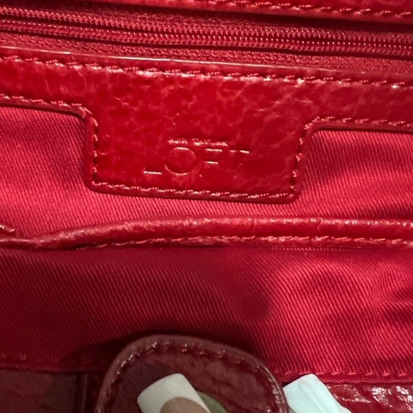 LOFT Red Leather Hobo Bag with Circular Handle - Picture 4 of 6